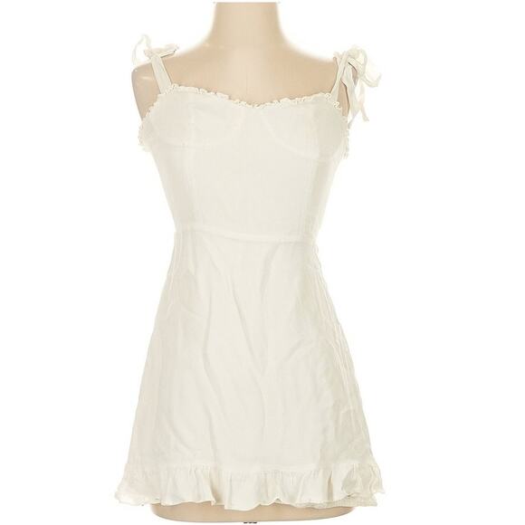 Reformation | ivory cream Christine ruffle mini dress | size 4 - Picture 1 of 7